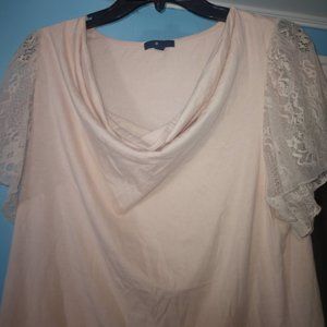 Gap scoop neck Top with sheer sleeves.